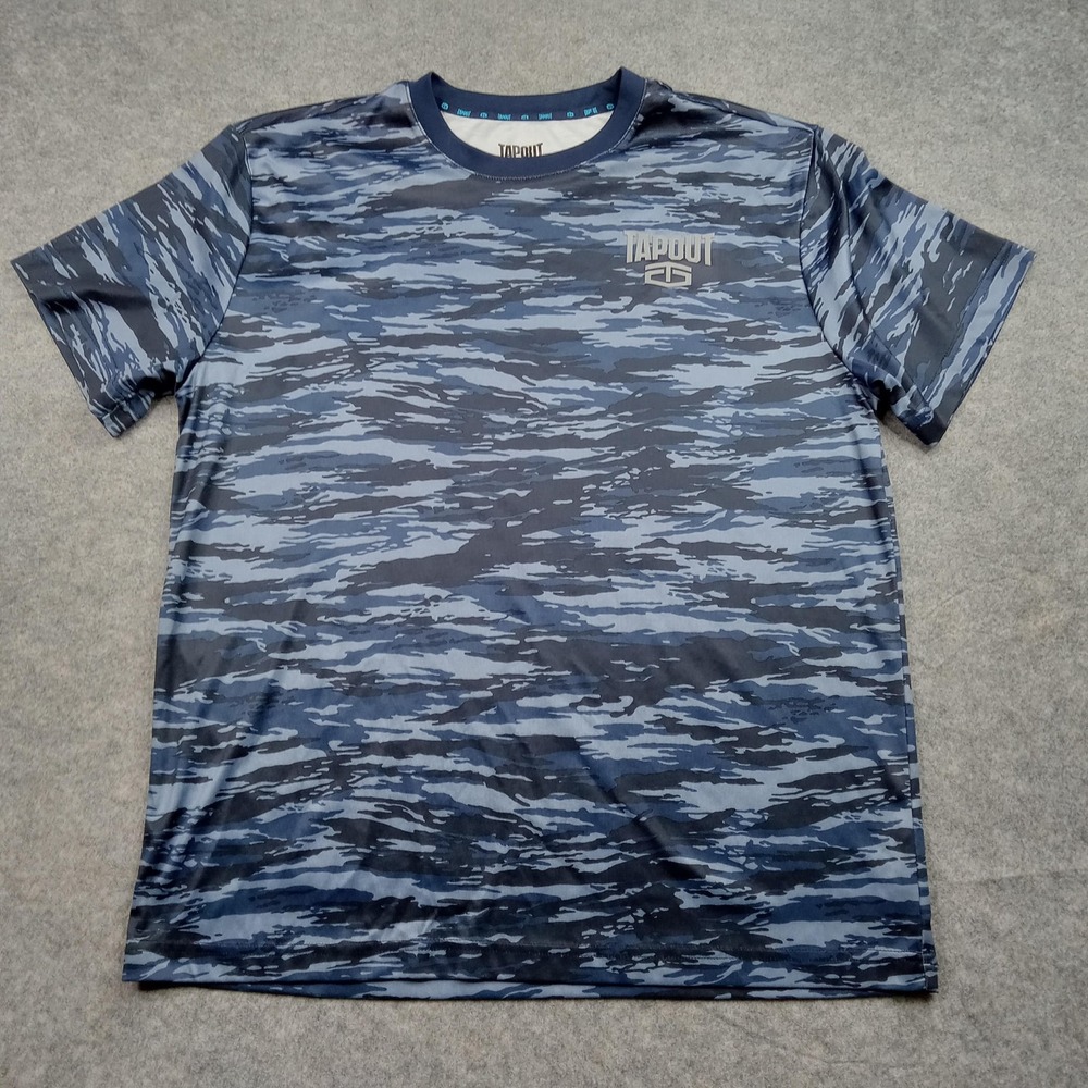 Tapout Shirt Mens Large Blue Gray Camo Performance Athletic‎ Crewneck Tee Gym